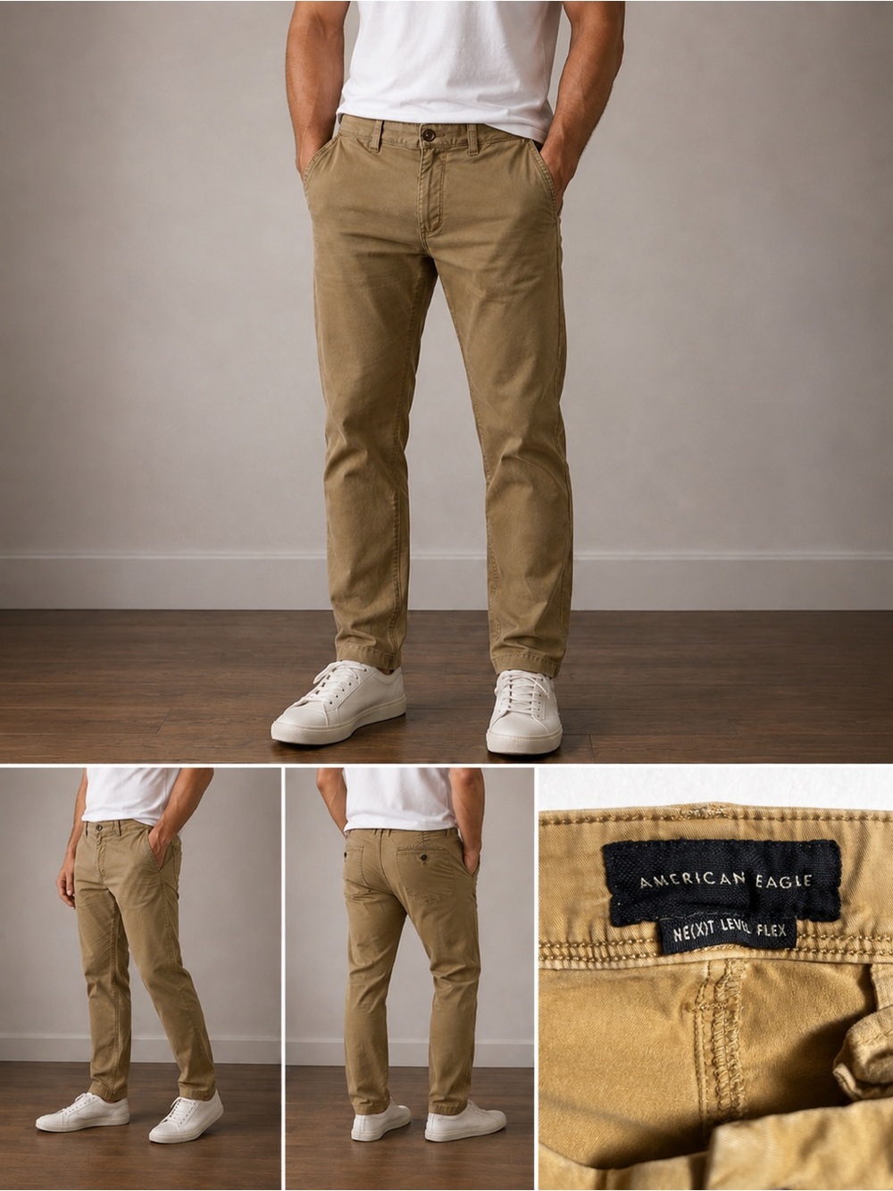 American Eagle Slim Straight Extreme Flex Khaki Chino Pants 32x34